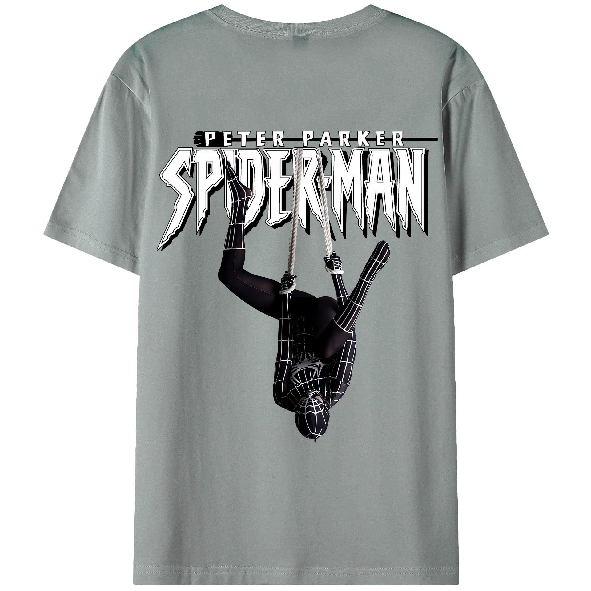 （画像用） Spider Man スパイダーマン 綿100％ メンズ半袖Tシャツ（バックプリント） 通気性